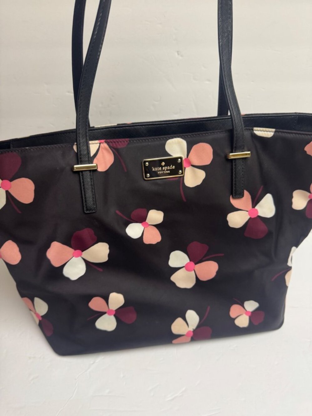 Kate Spade Wilson Road Margareta Butterfly Nylon Tote Bag Black Pink Women - Picture 4 of 10